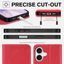 TUCCH Case Wallet for iPhone 17 (6.3") 2025, RFID Blocking, 3 Card Holders, Kickstand, PU Leather, Protective Flip Folio Cover, TPU Shockproof Interior Shell, Bright Red