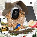 birdsnap P33 - Smart Bird Feeder with Camera Solar Powered, 2K Video Bird Camera Feeder Live with 32GB Card, AI Identify Feather Species, Auto Record in Backyard, Ideal Gift for Birds Lover (Brown)