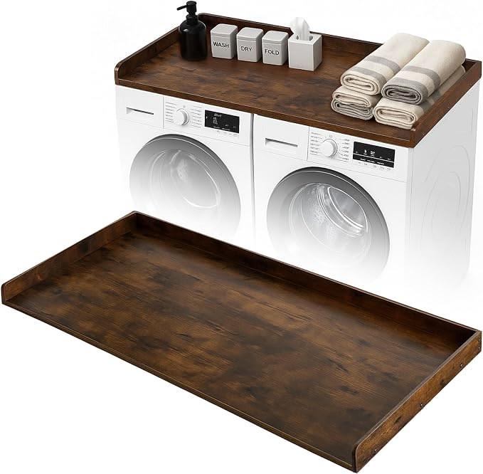Ewenono Washer Dryer Countertop, 54" ×27.5” Washer and Dryer Topper for Laundry Room Organization(Vintage Brown)