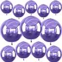 12Pcs Light Purple Round Foil Balloons, 22" 15" 10" 4D Helium Sphere Mylar Balloon, Metallic Purple Foil Balloon for Birthday Graduation Wedding Anniversary New Year Eve Disco Prom Party Decorations
