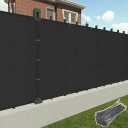 Patio 8 x 50 Fence Privacy Screen Black Commercial Grade Mesh Shade Fabric with Brass Gromment Outdoor Windscreen with Zipties
