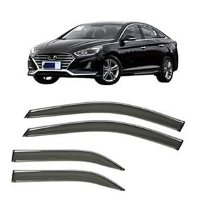WGGDRAQQ 4Pcs Window Visor Rain Guard Deflector for Hyundai Sonata 2015-2019 Chrome Trim Black