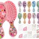 12 Sets Hair Brush Decorating Kit DIY Mini Hair Brush with Gem Stickers Make Your Own Hairbrush Self-adhesive Rhinestone Stickers Craft Kit for Women Party Gifts