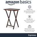 Amazon Basics Portable Foldable TV Tray Table with Storage Rack, Space-Saving Design, Sturdy Wood, 14.6"L x 19"W x 26"H, Espresso, 4-Pack