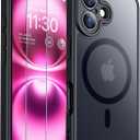 SPIDERCASE Designed for iPhone 16 Case, Magnetic Translucent [2+Full Coverage Tempered Glass Screen Protector] [Full Camera Protection] Anti-Fingerprint Anti-Scratch for iPhone 16 6.1, Black