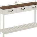 ChooChoo Farmhouse Console Table with 3 Drawers, Rustic Entryway Table, Narrow Long Sofa Table for Living Room, Hallway, Behind Couch, Soft White and Brown, 11.81"D x 53.1"W x 31.3"H