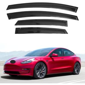 IG Window Visors Fit for 2017-2025 Tesla Model 3, Out-Channel Rain Guards Vent Wind Deflectors 4PC, Car Accessories for 17-25 Model 3