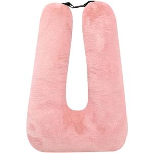 Kids Travel Pillow, Car Pillow with Lining, Neck and Head Support Cushion for Kids and Adults, Perfect for Long Distance Travel, Car Seats, Airplanes, and Road Trips (Pink)