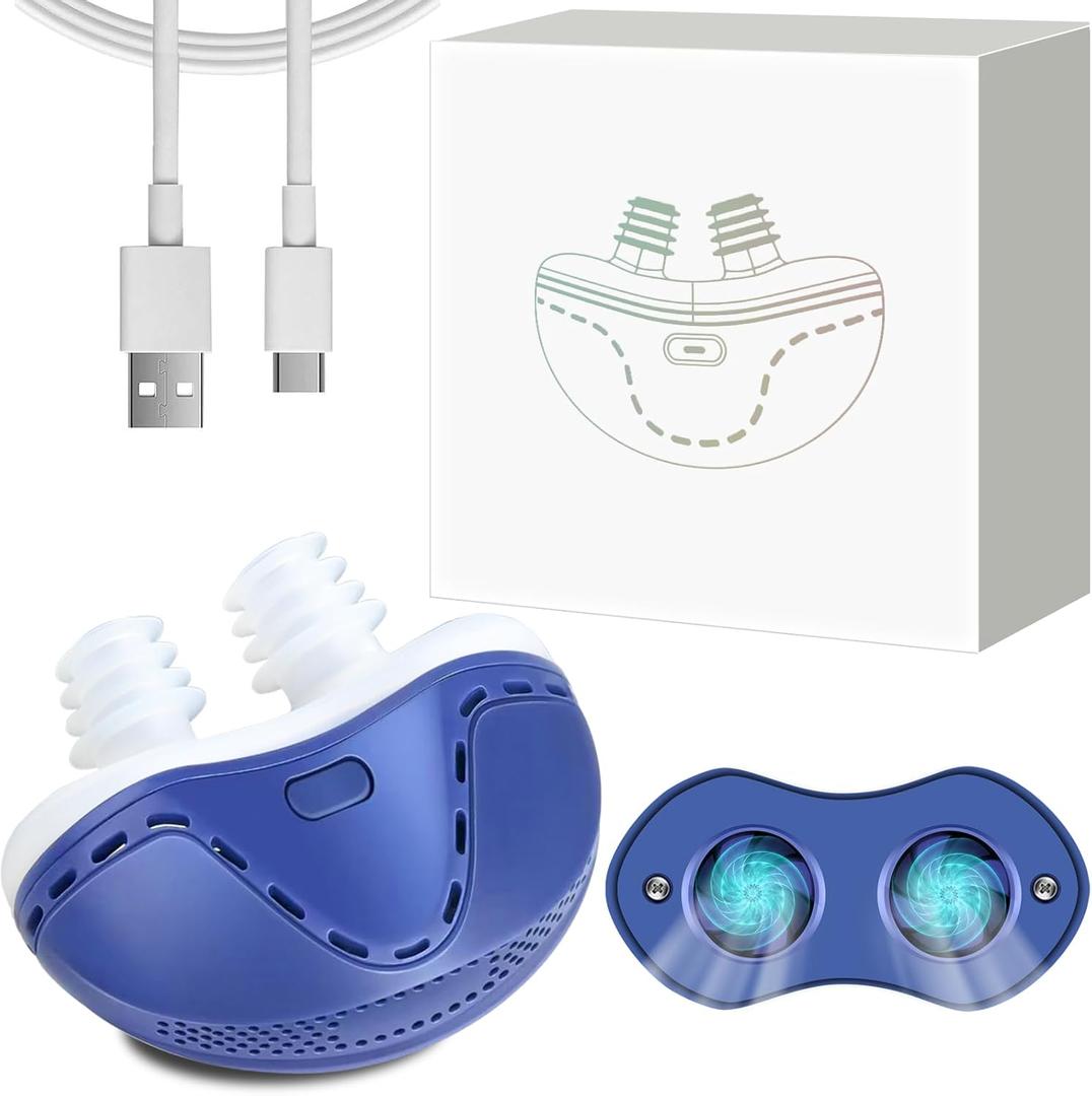 Mini Anti Snoring Devices for Snoring, Effective Anti Snoring Device, Peaceful Sleep Snore Solution - Suitable for All Nose Shapes and Both Men and Women (2 Replaceable Silicone Tips) (1PC, Blue)