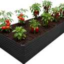 DIIYIV Galvanized Raised Garden Bed Kit Outdoor Patio,12x4x2ft Large Rectangular Metal Planter Boxes,Deep Root Box Planter for Gardening,Vegetables,Flowers,Herbs-Black