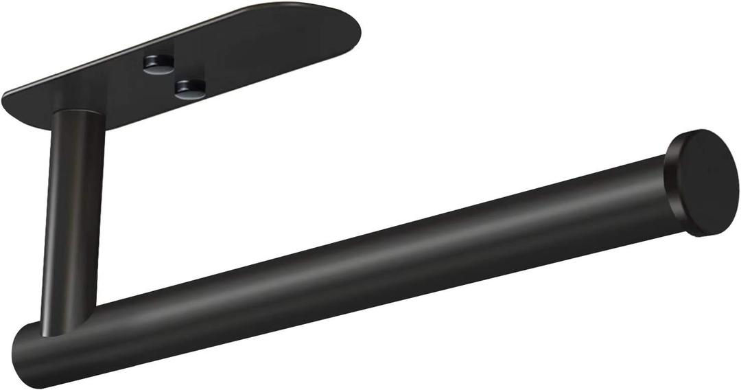 VAEHOLD Adhesive Paper Towel Holder Under Cabinet Wall Mount for Kitchen Paper Towel, Black Paper Towel Roll Holder Stick to Wall, SUS304 Stainless Stee, (Black)