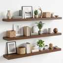 WOPITUES Long Floating Shelves 48", 3 Pcs Wall Shelves, Invisible Brackets, 48in