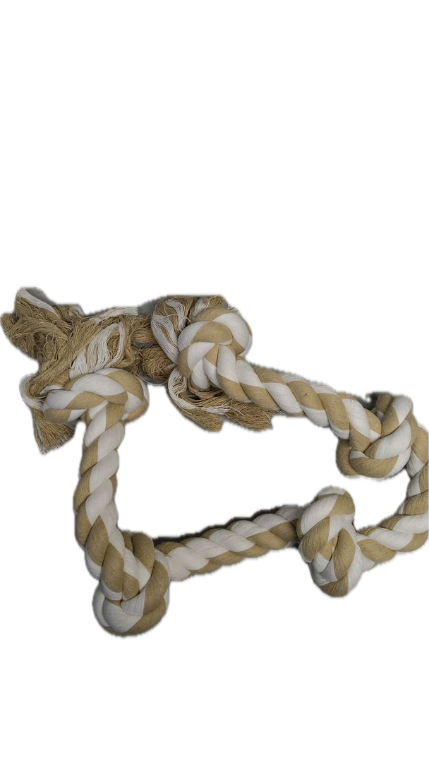 Dog toy rope white and beige