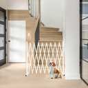 Metal Expandable Dog Gate, 9Feet, Versatile Accordion Safety Barrier, Portable Retractable Barricade, Free Standing Adjustable Pet Fence, Indoor and Outdoor