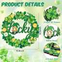 Yalikop St Patrick's Day Wreath for Front Door Wooden Door Decoration Sign Lucky Shamrock Wall Sign Irish Welcome Saint Patricks Day Hanging Decor Hanger for Party Outdoor Indoor