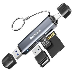 Dockteck SD Card Reader, 5G Super Speed USB3.0 SD/TF Card Reader, 3-Slot USB A/C to SD/Micro SD/USB A Memory Card Reader for UHS-I SD/Micro SD/SDHC/SDXC/MMC, Support OTG for Plug&Play
