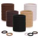 Pimoys 50 Pcs Elastic Hair Ties, Thick Seamless Hair Bands No Damage Soft Ponytail Holders Hair Accessories for Girls Women, Neutral