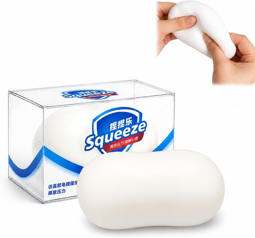 Crunchy Soap Squishy Toy, Slow Rising Squeeze Stress Ball, Soft Sensory Fidget Toy for Adults and Teens, Fun Stocking Stuffer, Party Favor and Gift(White)