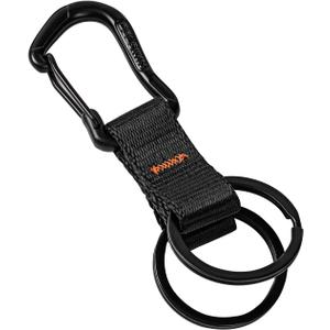 DELSWIN Carabiner Lanyard Keychain, Heavy Duty Key Chains for Car Key with 2 Key Rings, Multifunctional black Keychains for Men and Women