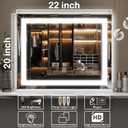 FENNIO 22" x 20" Vanity Mirror with Lights, LED Makeup Mirror, Hollywood Mirror with 3 Color Modes & Adjustable Brightness, Vanity Mirror Square White