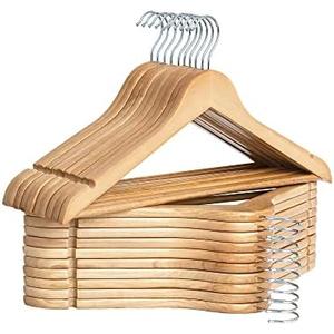 StorageWorks Wooden Hangers 20 Pack, Wood Coat Hanger for Coats, Shirts, Jackets, Pants, Suits, Natural Wood Color