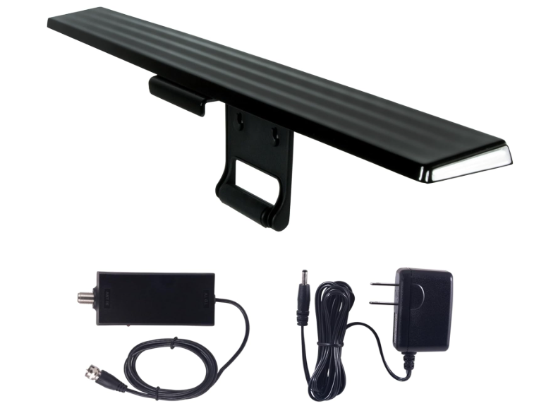 GE Hover Amplified HD Digital TV Antenna, Long Range Smart TV Antenna, Easy Mount on Top Design, Supports 4K 1080P HDTV VHF UHF, Indoor Amplified Signal Booster, 5ft Coax HDTV Cable/AC Adapter, 37075