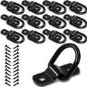 12 PCS D Ring Cargo Tie Down Anchors 1/4" D-Rings Tie Down Lashing Ring for Trailer Truck Pickup Camper Surface Mount, Heavy Duty Tie Down Ring 2400 Pound Capacity, Black