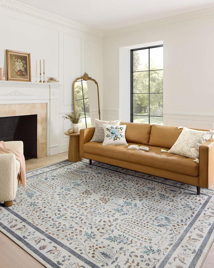 Loloi Rifle Paper Co. Maison Collection MAO-05 Wisteria Cream 3'-9" x 5'-6", .19" Pile Height, Accent Rug (3'9" x 5'6" (Rectangular), Wisteria Cream)
