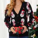 VENTELAN Classic Cardigan Ugly Christmas Sweaters for Women V Neck Button Down Sweater with Fun Patterns and Animals,S-2XL (Black, XL)