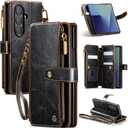 Vinich for Samsung Galaxy Z Fold 7 Wallet Case with Card Holder, Detachable Strap RFID Blocking Credit Slots Kickstand Shockproof Phone Cover Fit for Galaxy Z Fold 7 8.0" Luxury Coffee