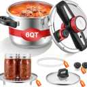 VEVOR Pressure Cooker, 6.3Qt Pressure Cooker Stainless Steel, Pressures Canner with Steaming Rack, Tempered Glass Lid, Three Pressures Settings for Meat, Beans, Rice, Soup, Sauces, Cook up to 100 kPa