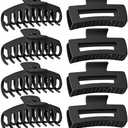 TOCESS 7 Pack Black Big Hair Claw Clips for Women Large Claw Clip for Thin Thick Curly Hair 90's Strong Hold 4.33 Inch Nonslip Matte Jumbo Hair Clips