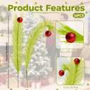 2 x Artmag 16 Pcs Christmas Tree Topper, 17 Inch Red Green Artificial Green Stems Tree Picks Ornaments with Red Ball for Christmas Holiday Fireplace Wreath Decorations