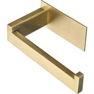 Toilet Paper Holder, Self Adhesive Tissue Holder Stainless Steel Rustproof Paper Roll Holder, No Drilling Easy to Install, Toilet Paper Rack Suitable for Office, Bathroom (Brushed Gold)