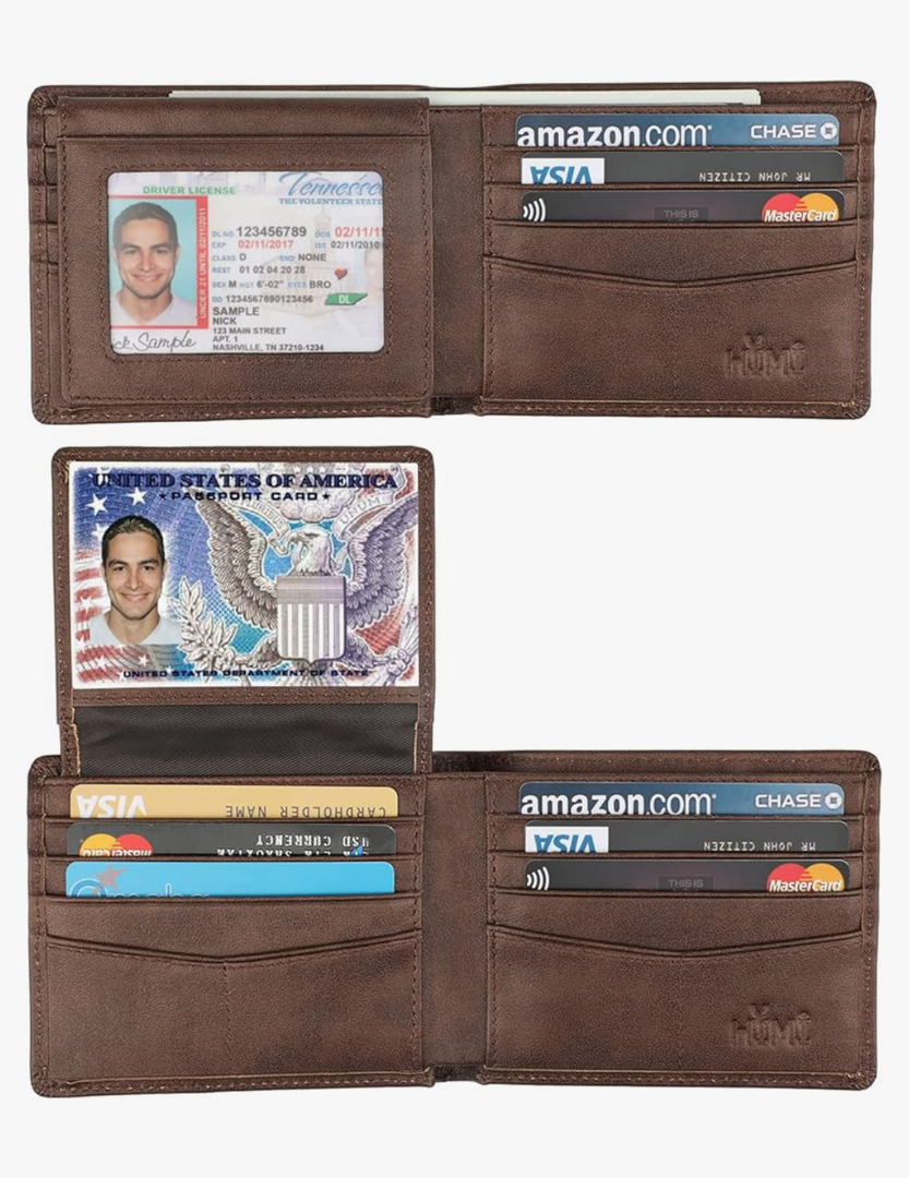 Wallet for Men-Genuine Leather RFID Blocking Bifold Stylish Wallet With 2 ID Window