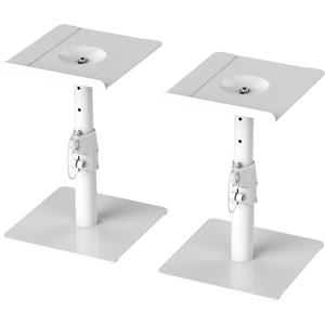Suptek Free-Standing Speaker Stand Desktop Set, 9.6 x 8.8 inch Trays, Height Adjustment and Tilt, Universal Audio Holders for Computer and Bookshelf Speakers, Elevated Sound, 2 Pack, White, SDM001TW
