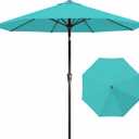 9FT Auto-Tilt Patio Umbrella|Outdoor Market Table Umbrella with 8 Fiberglass Ribs for Pool,Deck&Backyard