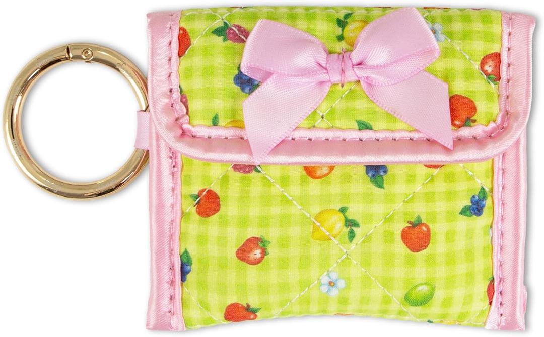Sonix Quilted Earbud Pouch | Premium Cotton Bag Charm for AirPods, Keychain Storage Case Cover with Carabiner Ring | Strawberry Shortcake Berry Besties Rainbow