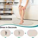 Elfcool Stone Bath Mat Diatomaceous Earth Shower Mat Non Slip Quick Dry Bath Stone Mat Super Absorbent Bathroom Floor Mat for Bathroom Kitchen Counter (Off White), 1'3" x 1'11"
