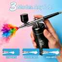 Cordless Airbrush Kit with Compressor,48 PSI High-Pressure, 6000mAh Rechargeable,3-Speed Dual-Action,0.2/0.3/0.5 mm Nozzles & 3 Cups,Non-Clogging for Cake,Models, Makeup,Painting,Nails Art (Black)