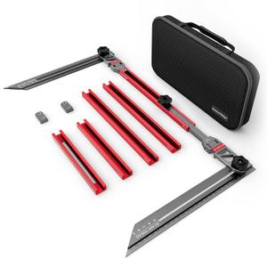 Stair Tread Template Tool - Upgrade Stair Tread Tool, Stair Measuring Tool, Stair Template, Stair Scribe Tool for Stair Measurement Tool, Shelf Project Layout (Red-Gray) (58.9IN)