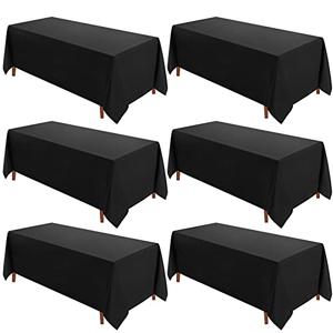 VidaFete Table Cloth 90 * 132inch 6 Pack Rectangle Tablecloth Polyester, Stain Wrinkle Resistant Polyester Dining Table Cover for Kitchen Dinning Party Wedding Rectangular Tabletop Decoration(Black)