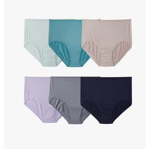 Fruit of the Loom Women's Breathable Underwear, Moisture Wicking Keeps You Cool & Comfortable, Color: Cooling Stripes - Brief - 6 Pack - Colors May Vary, Size: 9/1X