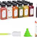 Plastic Juice Bottles 150 pcs 8 oz Empty Plastic Water Bottles with Caps Reusable Clear Beverage Containers for Drinking, Juicing, Smoothie, Water with 2 Brushes, 2 Funnels, 160 Stickers (8 OZ)