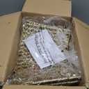 24 Inch Gold PE Rattan Christmas Tree Collar, Handwoven Plastic Wicker Tree Base Cover with Cable Slot and Metal Frame, Waterproof Tree Stand Cover for Small Mini Pencil Xmas Trees, Indoor Outdoor Use