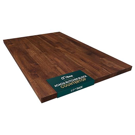 Bme Acacia Butcher Block Countertop, Wood Table Top, Butcher Block Desk Table Top for DIY Kitchen Island, Washer Dryer, or Workstation – Walnut – 48"L x 30"W x 1.5"Th