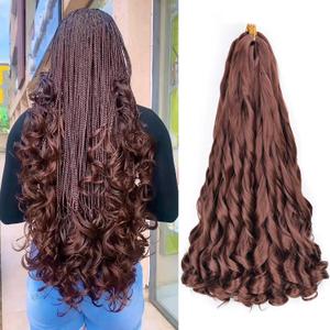 Synthetic French Curl Braiding Hair for Black Women 22 Inch 8 Packs Curly Braiding Hair for Box Braids 75g/Pack Tangle Free Bouncy French Curls Braiding Hair Extensions (22Inch,8 Packs,33#)