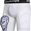 COOLOMG Youth Boys Baseball Sliding Shorts with Soft Athletic Cup Padded Compression Shorts for Football Lacrosse (Large, White)
