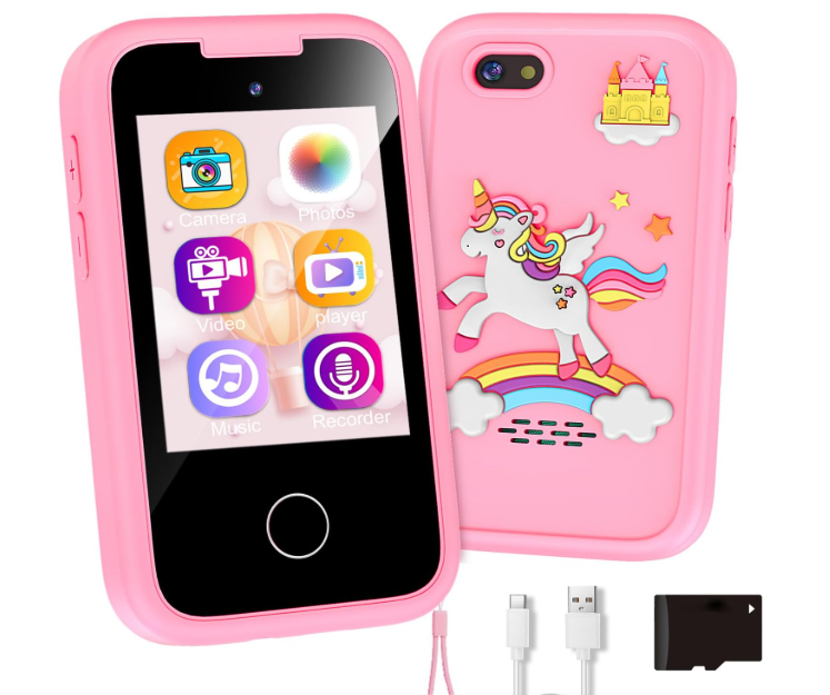 Kids Smart Phone for Girls, Christmas Birthday Gift for Girls Age 3-8, Children's Pretend Play Phone, Toddler Fake Cell Phone with Games, MP3 Music Player, Toys for 3 4 5 6 7 8 Years Old(Pink)