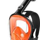 Greatever Full Face Snorkel Mask, Snorkeling Gear for Adults with Latest Dry Top Breathing System and Detachable Camera Mount, Foldable Snorkel Mask Adult, Snorkels Anti-Fog & Anti-Leak (Large-X-Large, Orange)